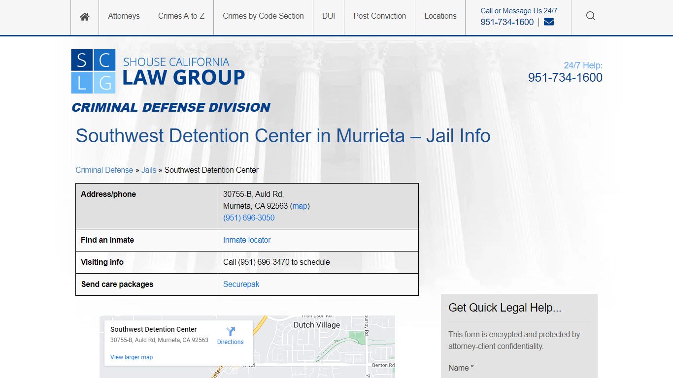 Southwest Detention Center in Murrieta – Jail Info